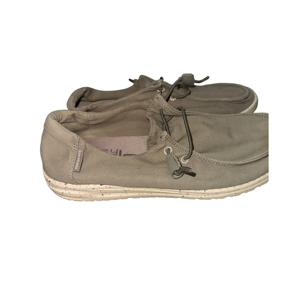 Hey Dude Wendy Womens Size 9 Khaki Tan Canvas Slip On‎ Loafers Shoes Low Top